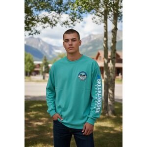 Blue 84 Breckenridge Colorado Long Sleeve T-Shirt Teal Green Mens XXL Graphic